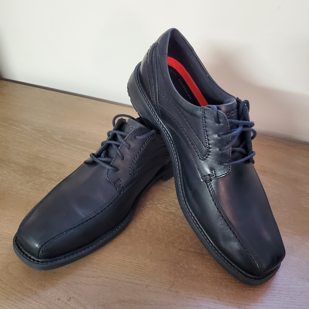 Rockport Men's Black Leather Style Leader 2 "Bike Toe" Oxford Shoes